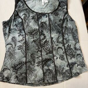 Sami & Jo Black and Gray Paisley Tank Women Top Xl. K